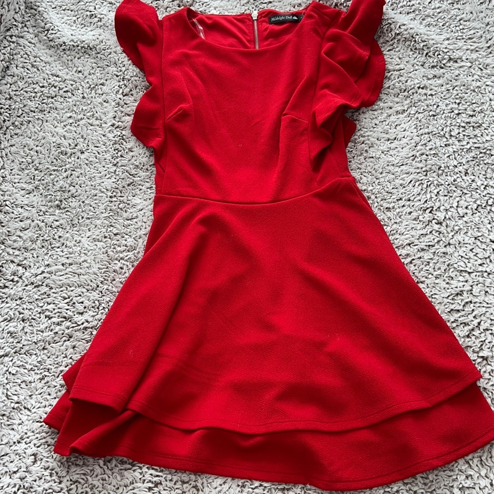 Midnight doll flutter sleeve dress